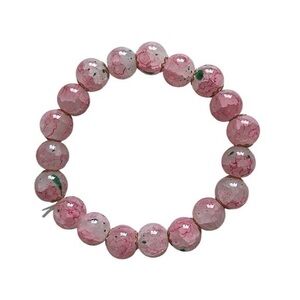 Hand Crafted Beautiful Cherry Blossom Boho Glass Elastic Bracelet